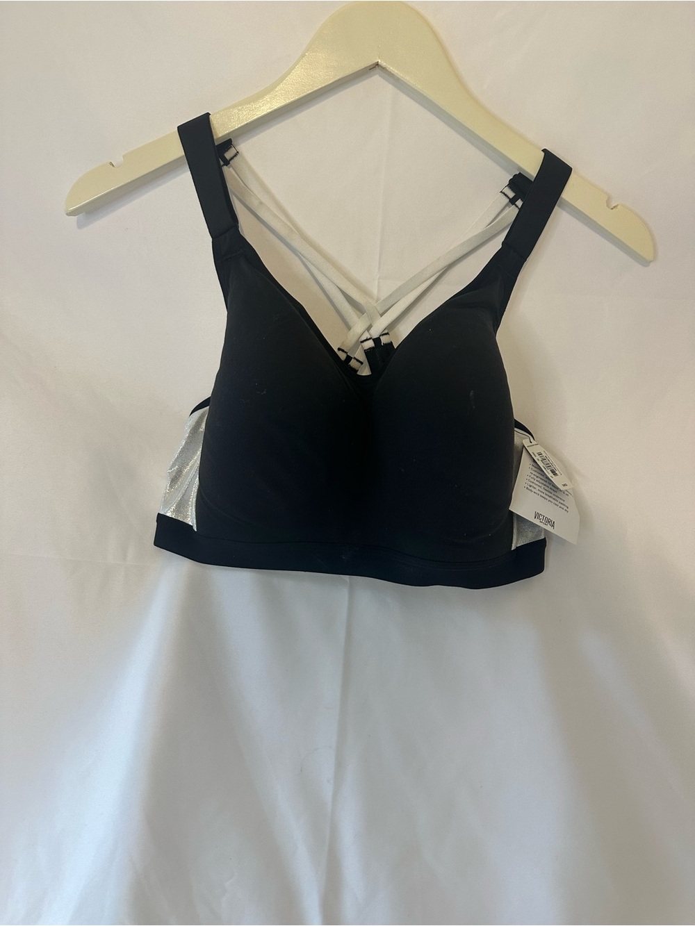 Victoria's Secret Black Sports Bra with Silver Side Panels